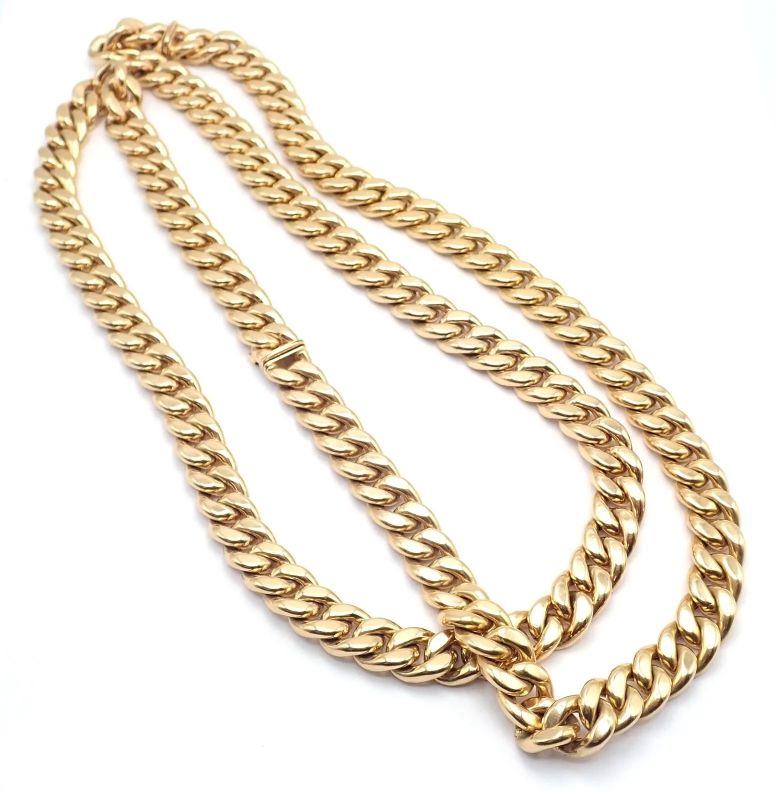 Rare! Authentic Bvlgari Bulgari 18k Yellow Gold Set Two Curb Link Long Necklace