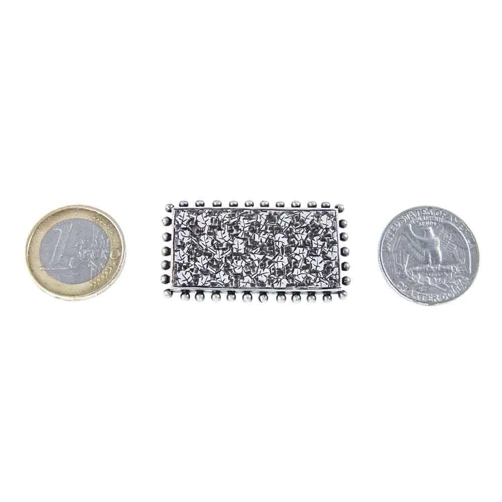 Rectangular, Engraved Pattern, Victorian Sterling Silver Brooch.