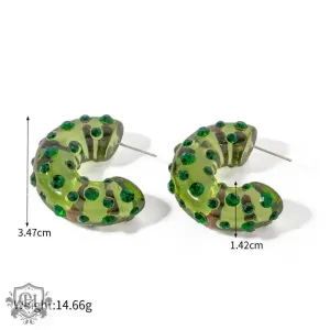 Resin Diamond C-shaped Earrings