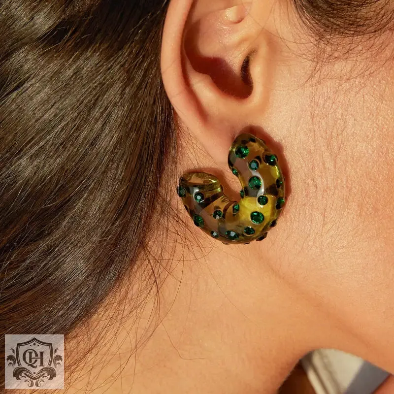 Resin Diamond C-shaped Earrings