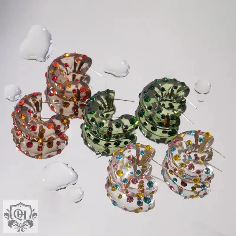 Resin Diamond C-shaped Earrings