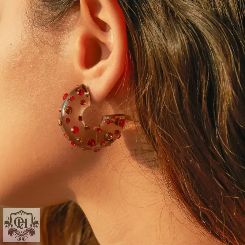 Resin Diamond C-shaped Earrings