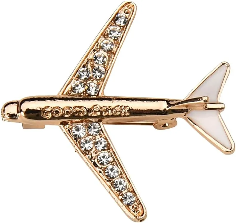 Rhinestone Aircraft Brooches Metal Airplane Lapel Pins for Men Airplane Badge Brooches for Suit Brooch Pins Accessories for Men