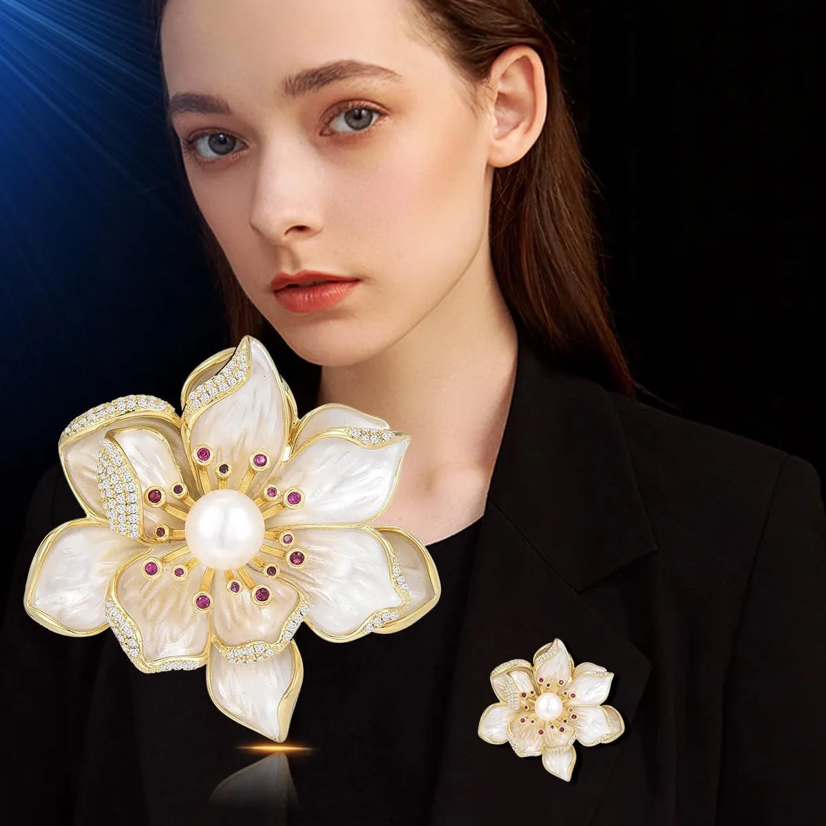 Rhinestone Flower Brooch Pins for Women - Lapel Pin Jewelry