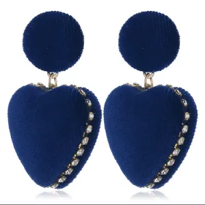 Rich Velvet Dangle Heart Earrings