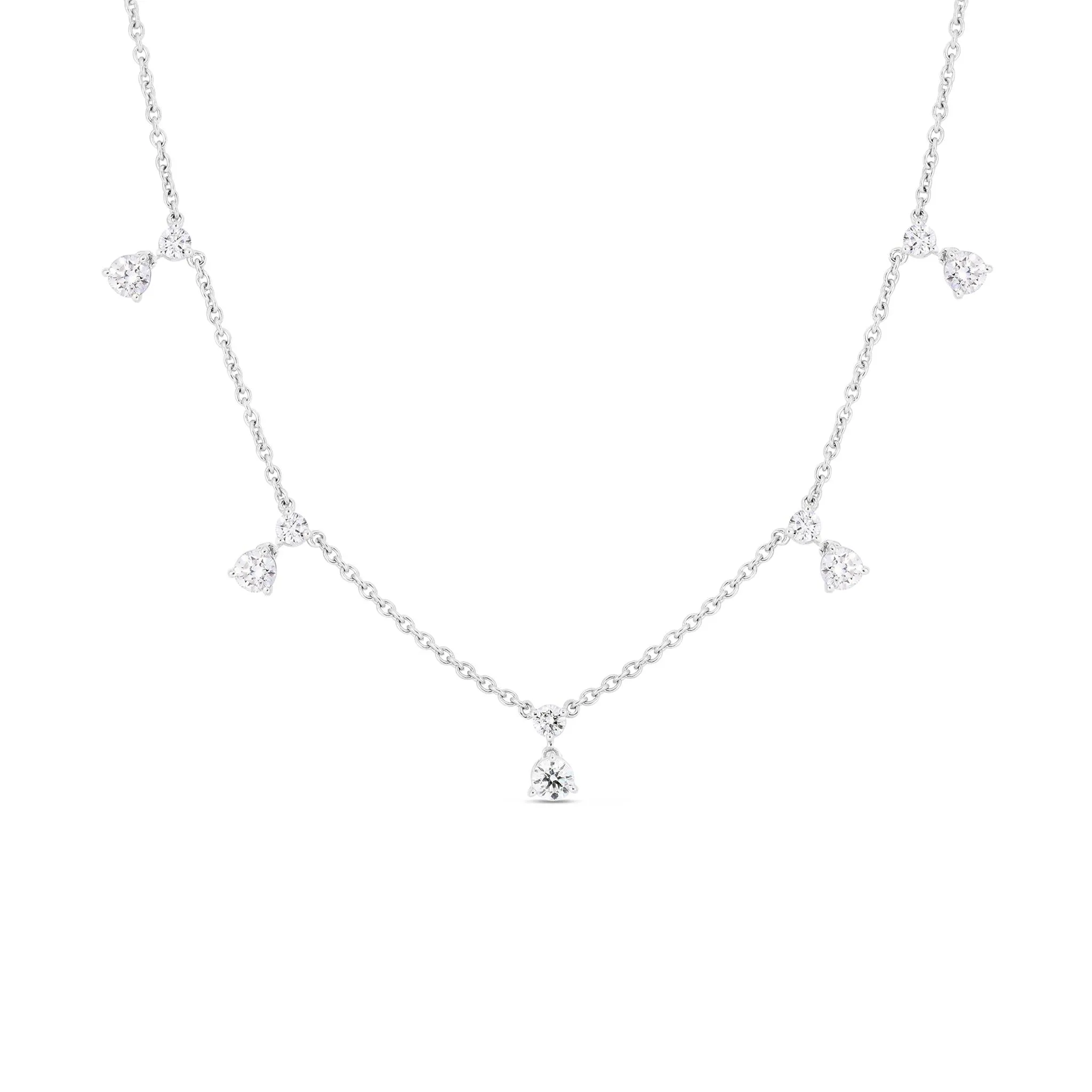 Roberto Coin Dangling 5 Station Necklace in 18k White Gold