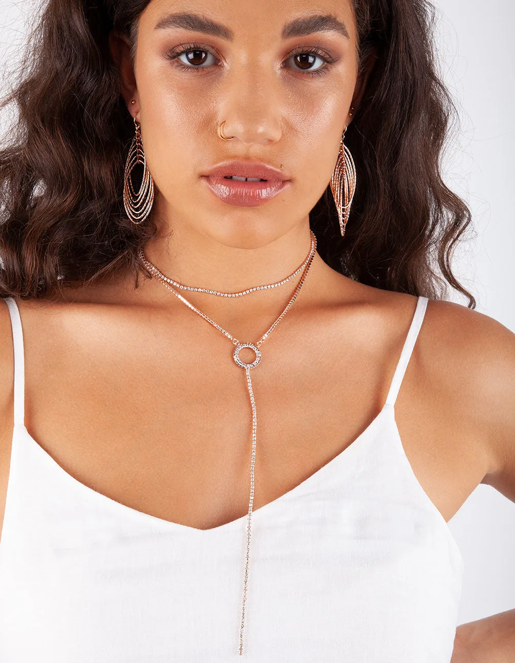 Rose Gold Diamond Cut Drop Earring