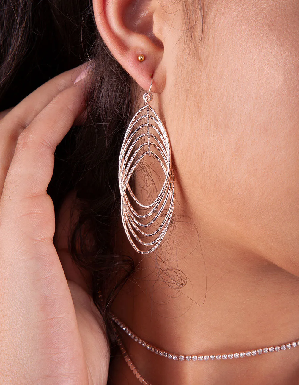 Rose Gold Diamond Cut Drop Earring