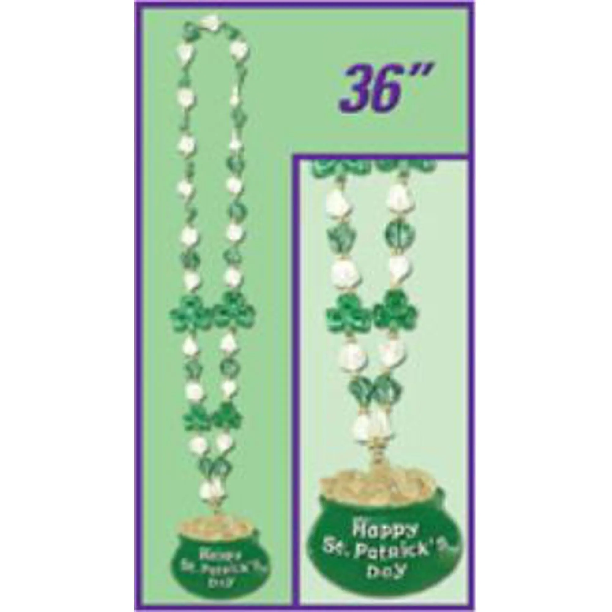 Shamrock Beads With Pot-O-Gold Medallion (3/Pack)