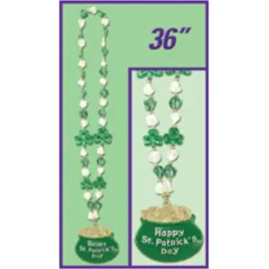 Shamrock Beads With Pot-O-Gold Medallion (3/Pack)