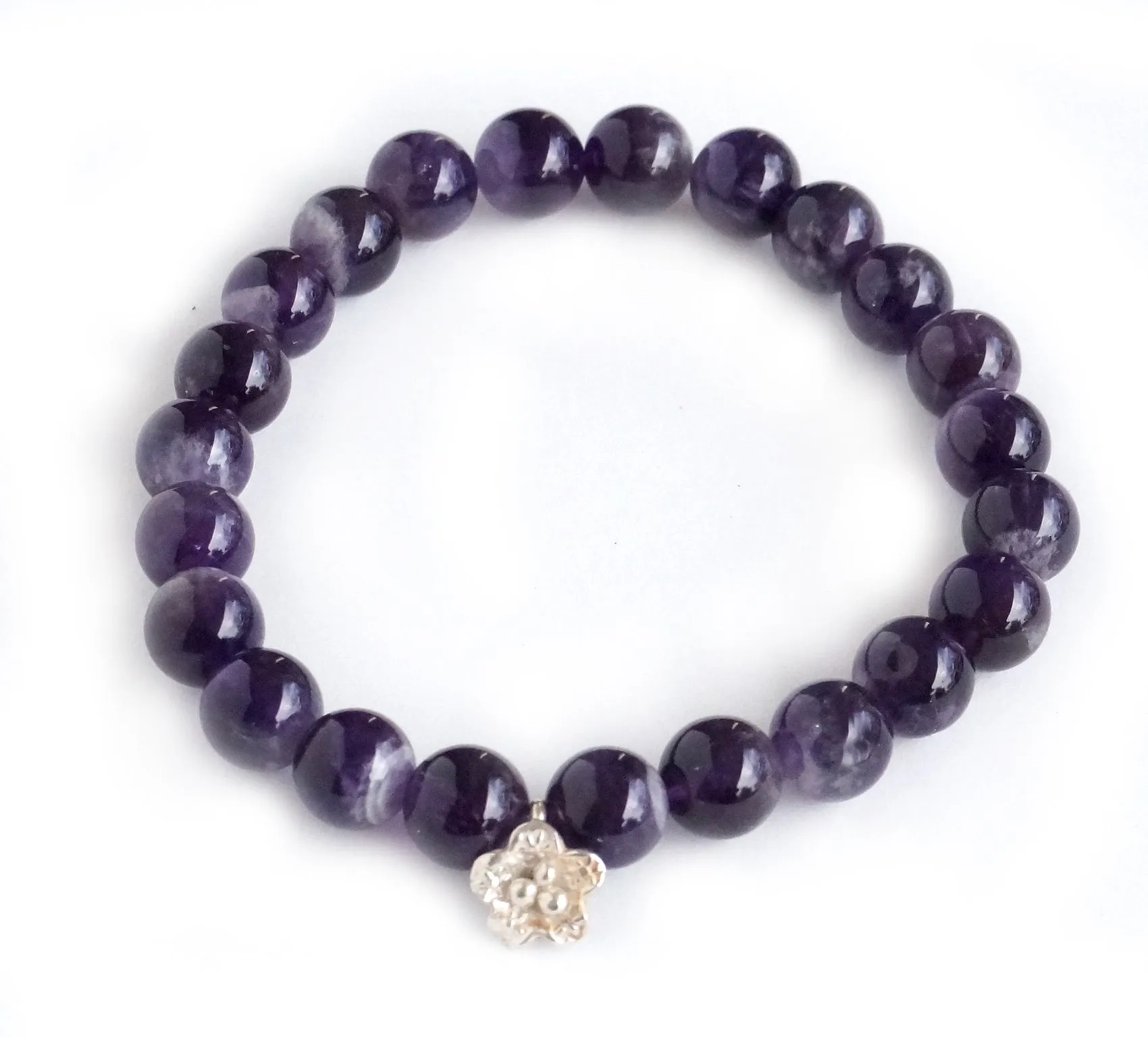Shining Lotus - Amethyst & Silver Bracelet