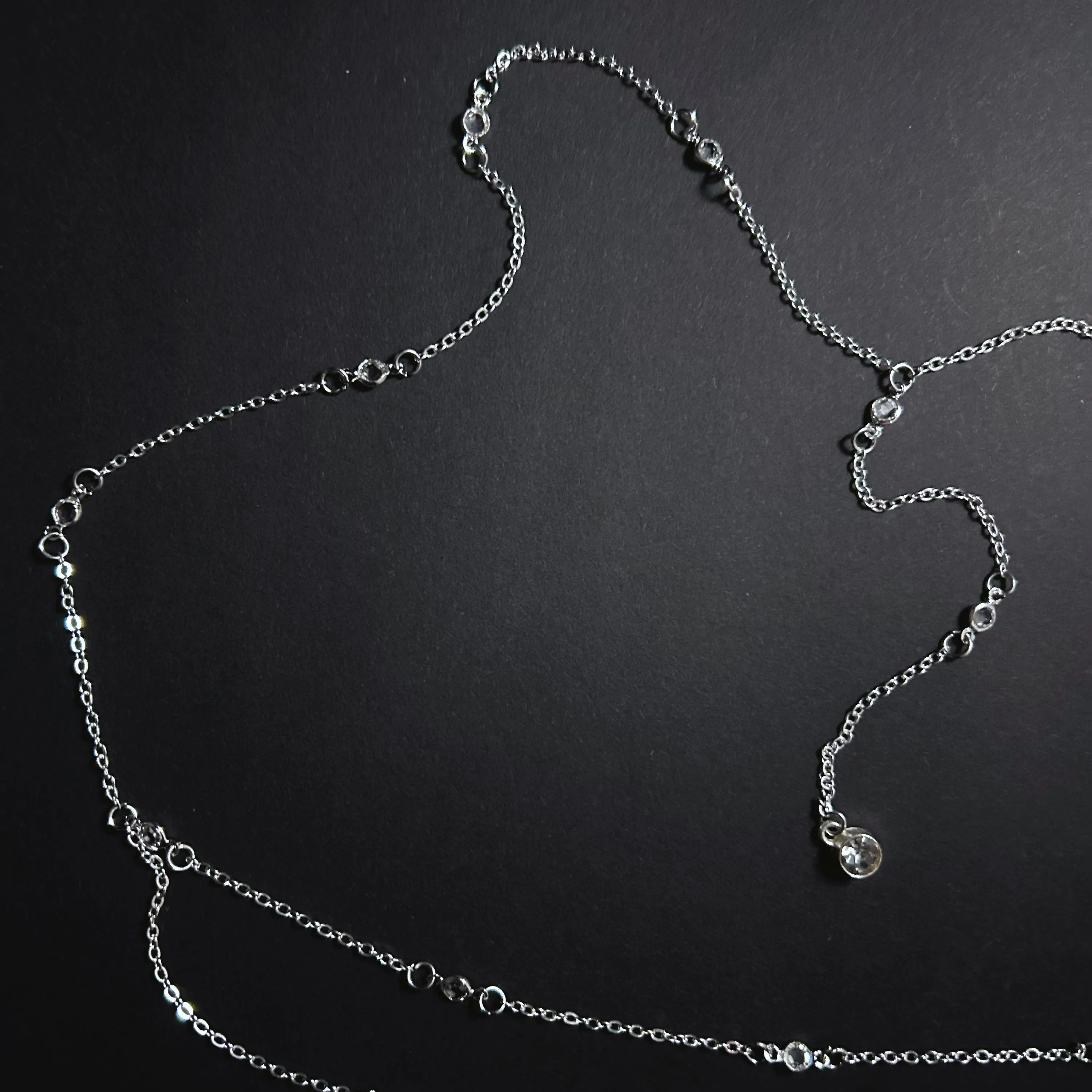 Silver & Rhinestone Back Drop Bridal Necklace