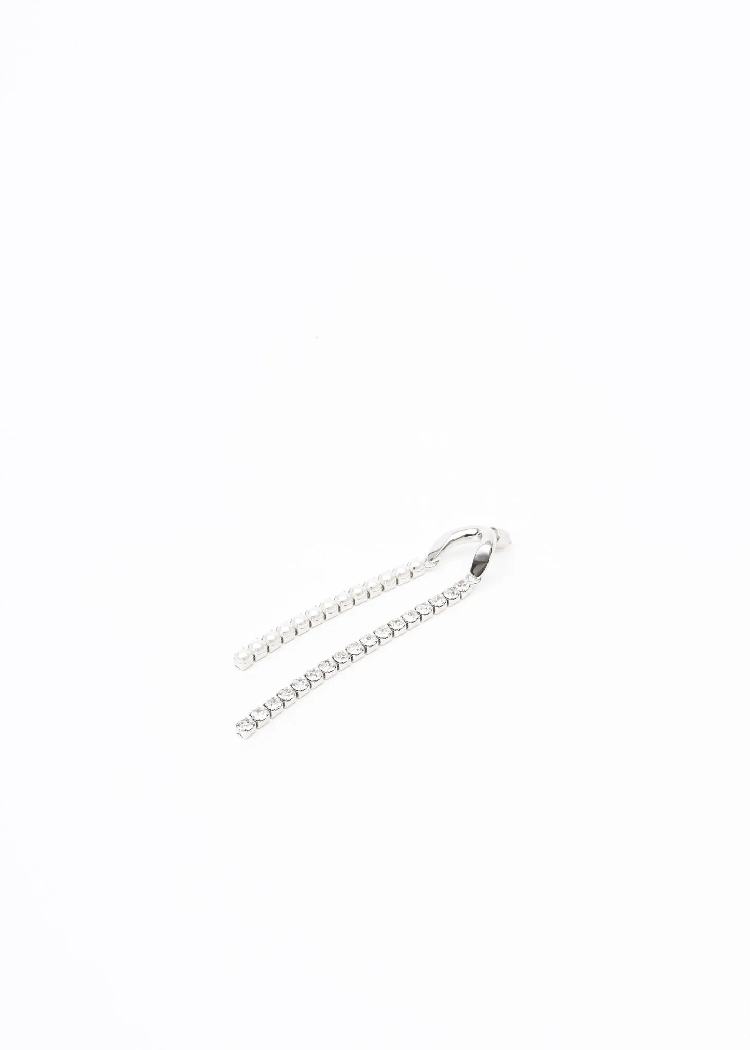 Silver Rhinestone Chains Earring - Single