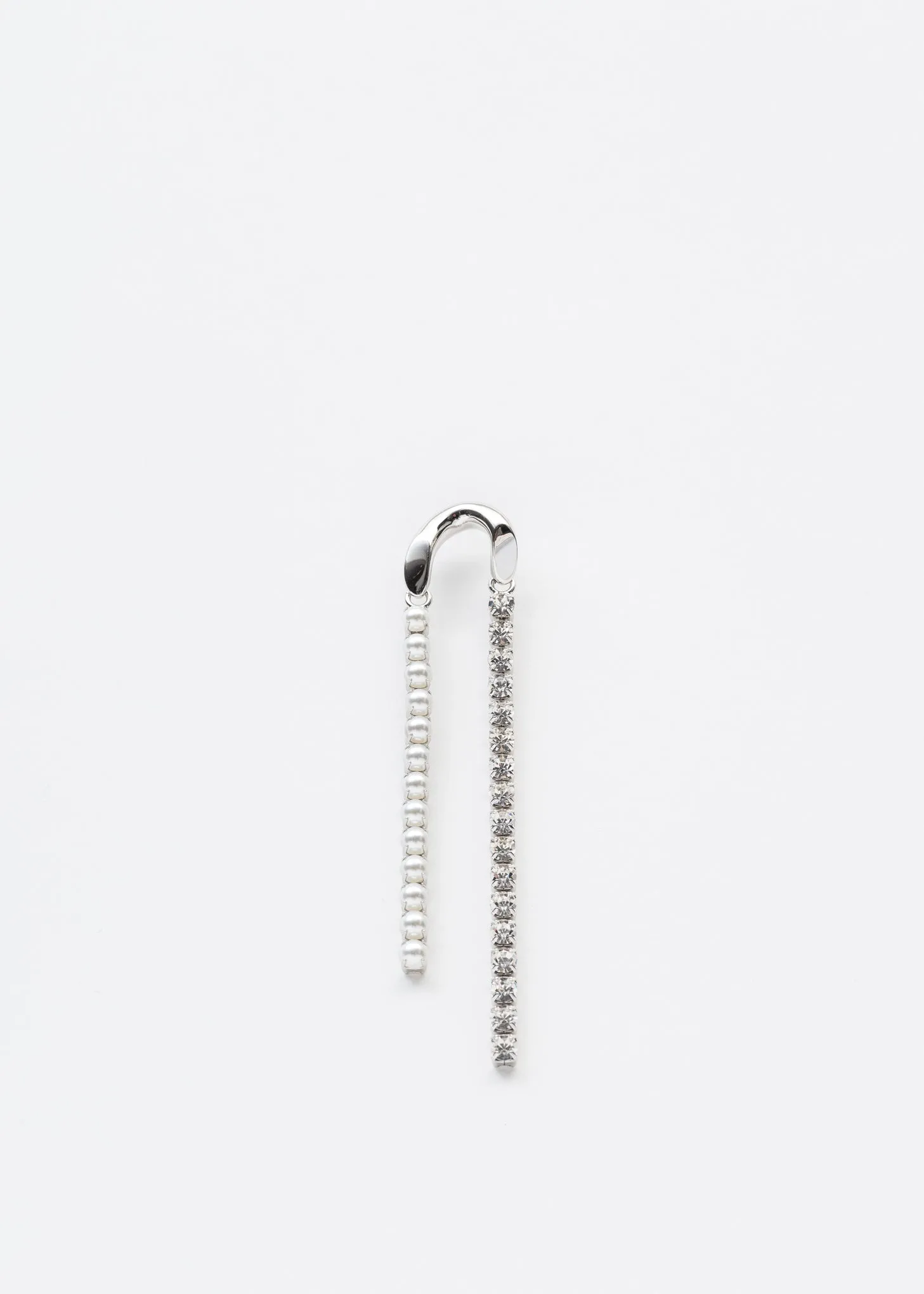 Silver Rhinestone Chains Earring - Single
