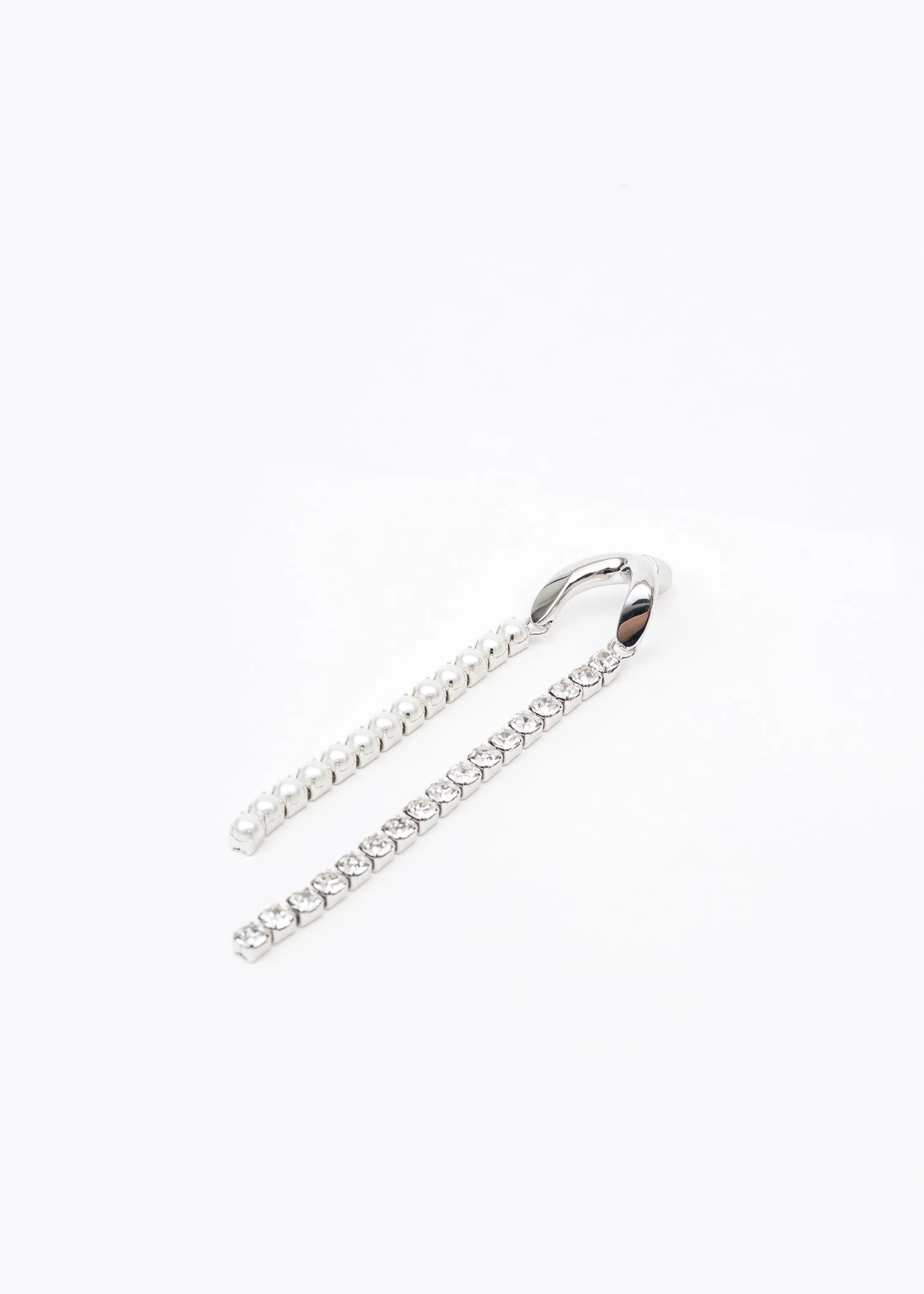 Silver Rhinestone Chains Earring - Single