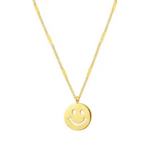 Smiley Face Pendant Necklace Gold