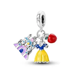 Snow White Dress, Apple & Castle Triple Dangle Charm