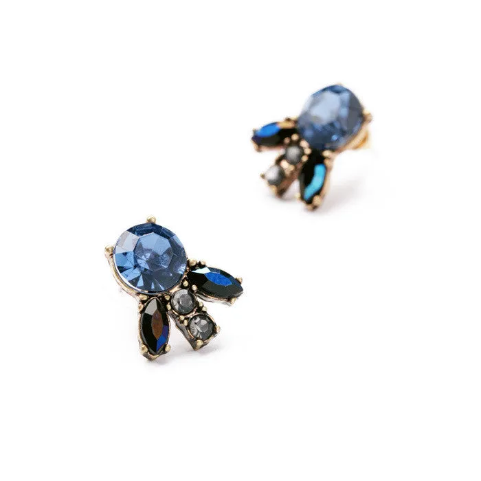Statement Trendy Jewelry Elegant Resin Stone Flowers Antique Stud Earrings