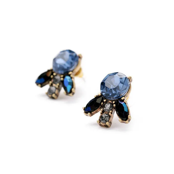 Statement Trendy Jewelry Elegant Resin Stone Flowers Antique Stud Earrings