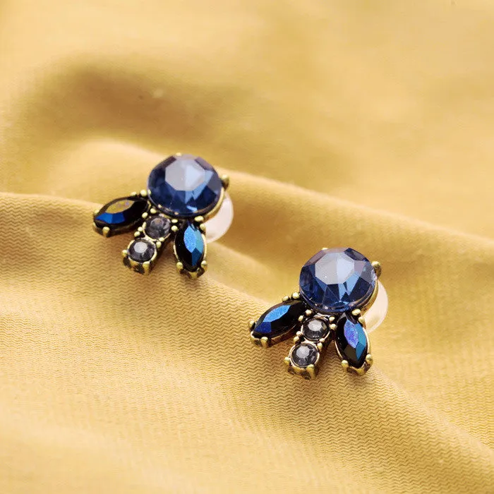 Statement Trendy Jewelry Elegant Resin Stone Flowers Antique Stud Earrings