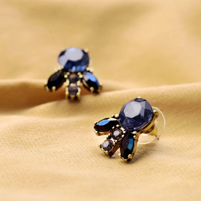 Statement Trendy Jewelry Elegant Resin Stone Flowers Antique Stud Earrings
