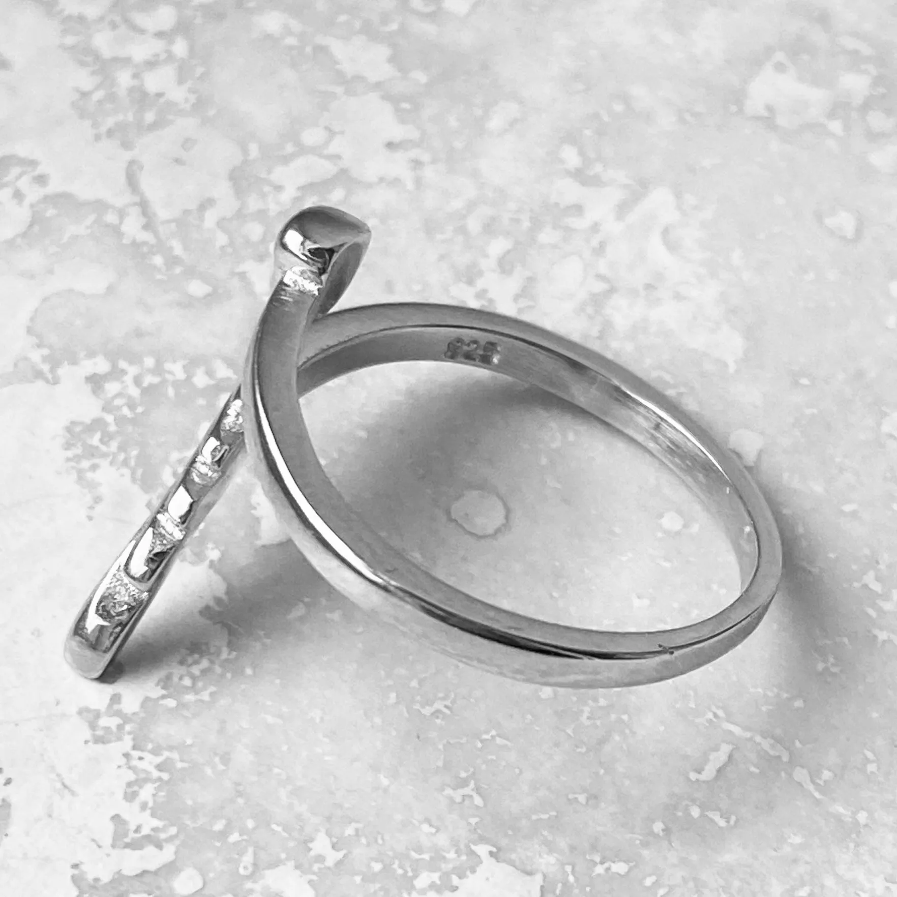 Sterling Silver Delicate Wraparound Heart and Angel Wing Ring, Silver Rings, Heart Ring