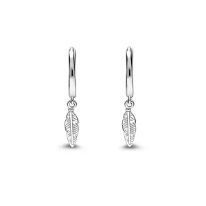 Sterling Silver Feather Mini Hoop Earrings