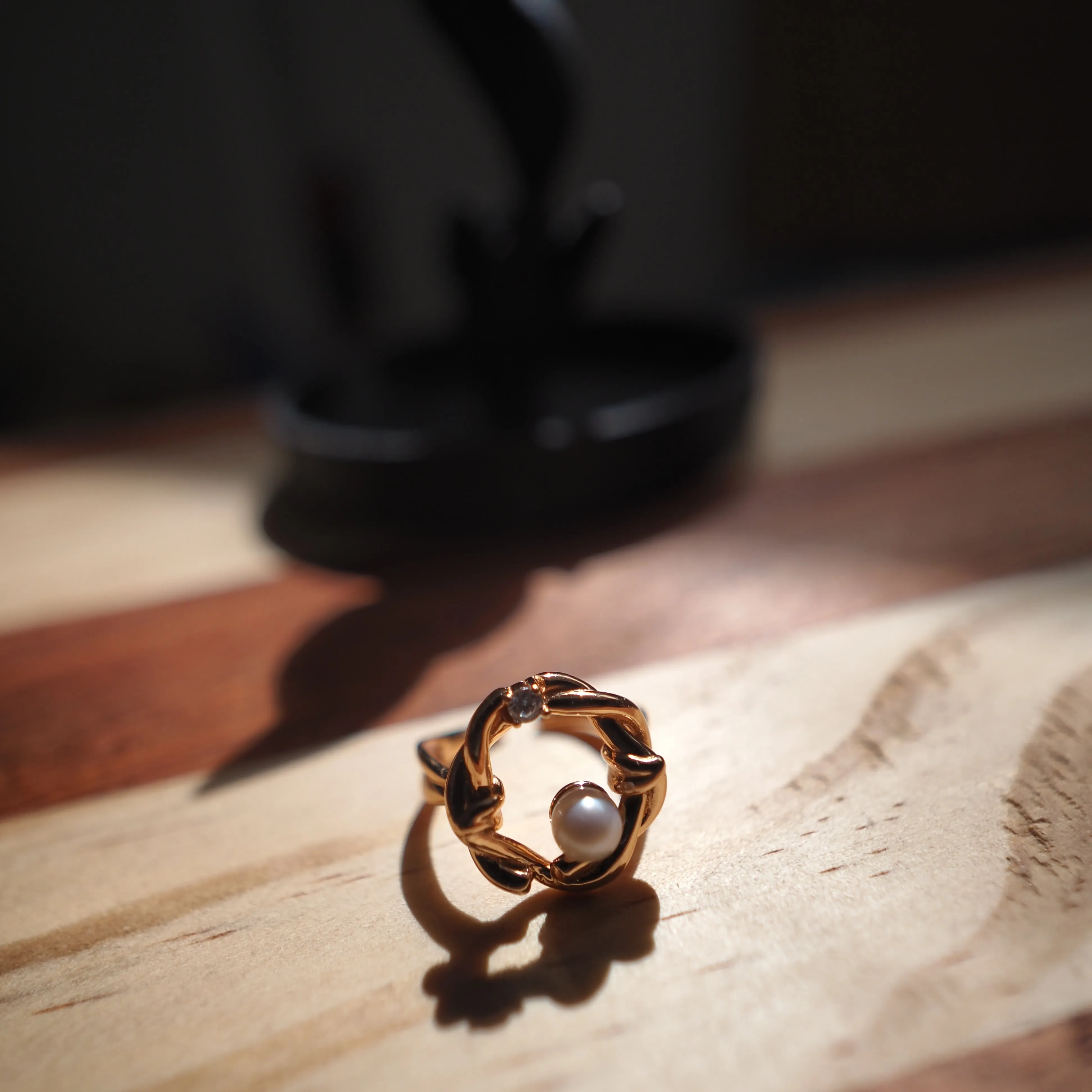 Sterling Silver Freshwater Pearl Ring, Gold Plated