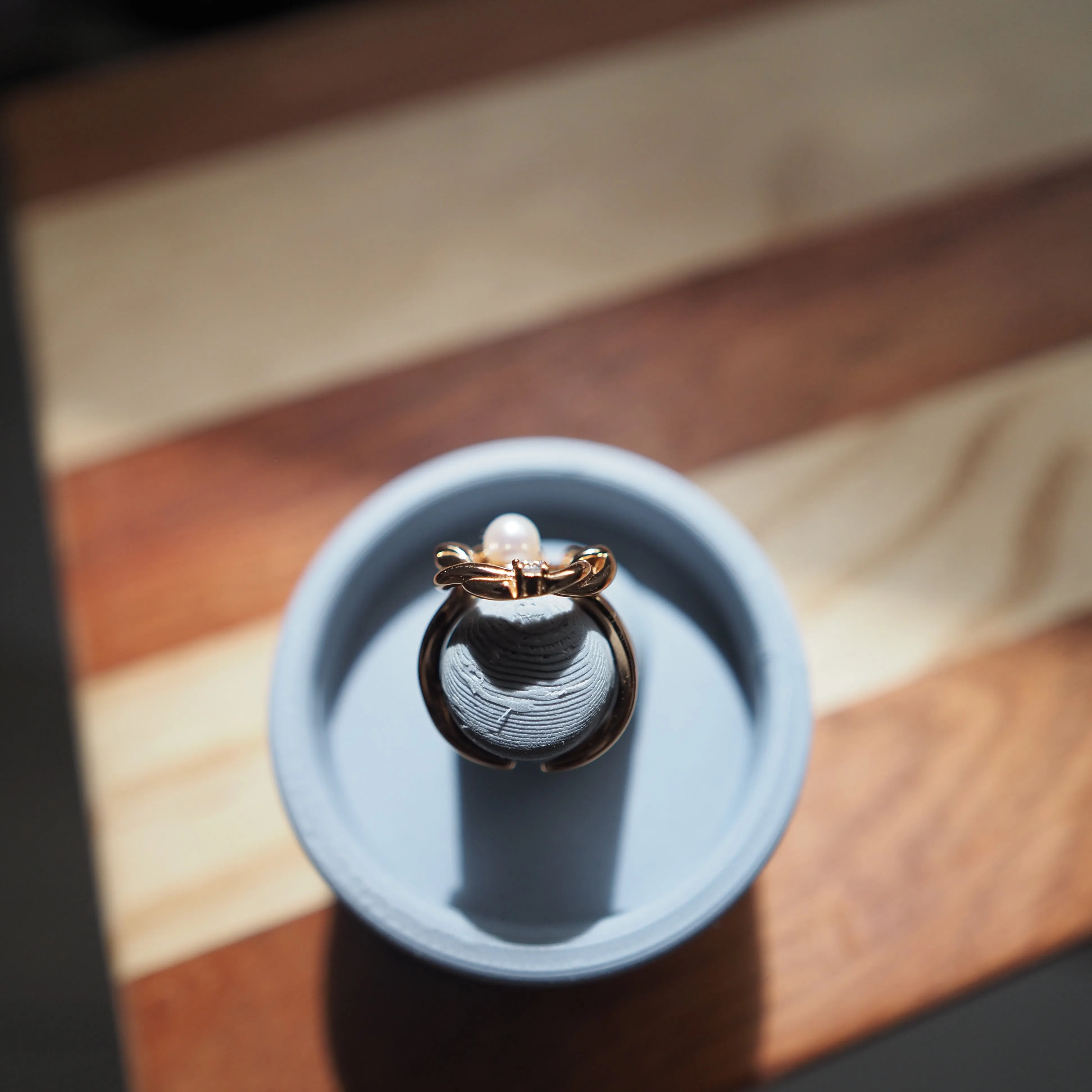 Sterling Silver Freshwater Pearl Ring, Gold Plated