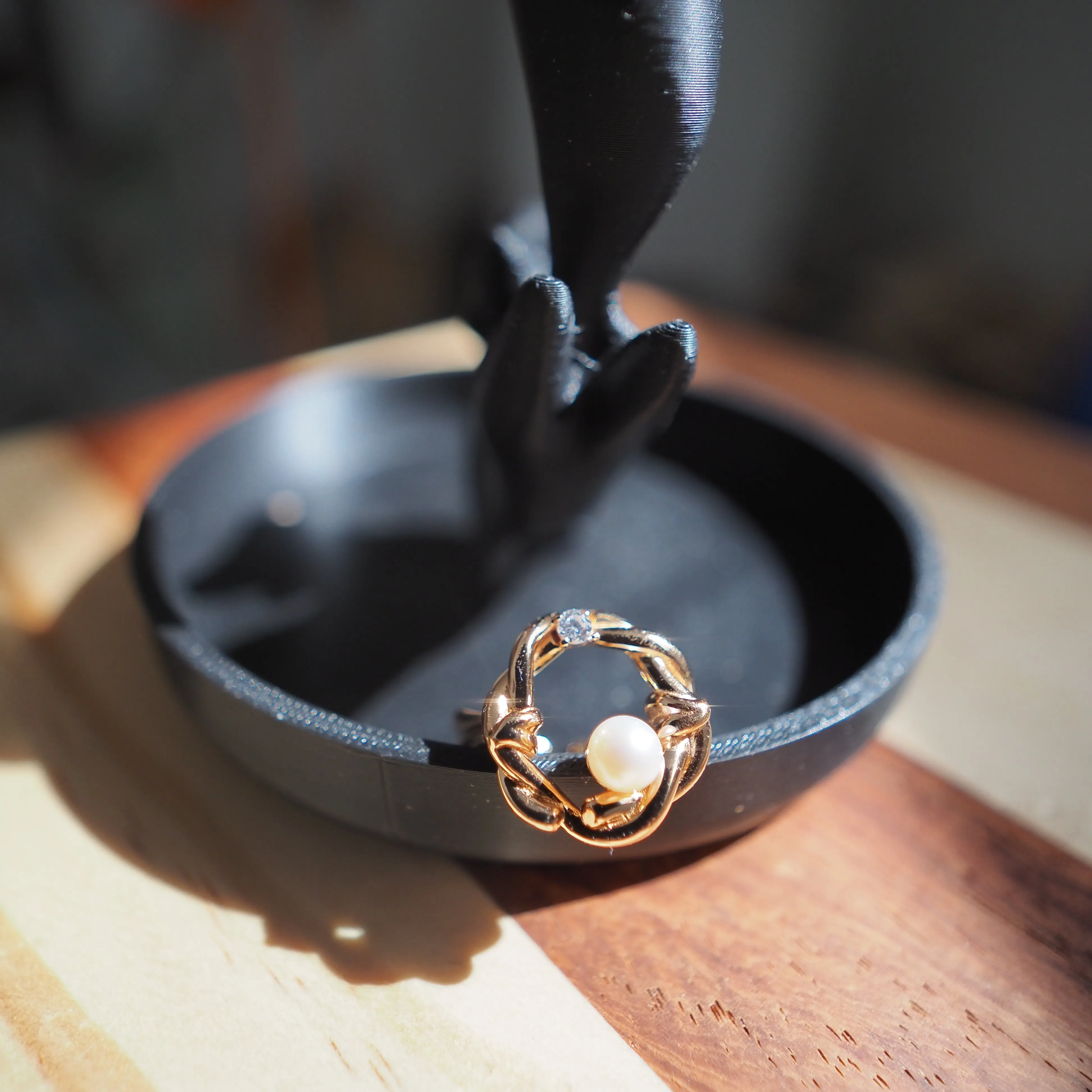Sterling Silver Freshwater Pearl Ring, Gold Plated