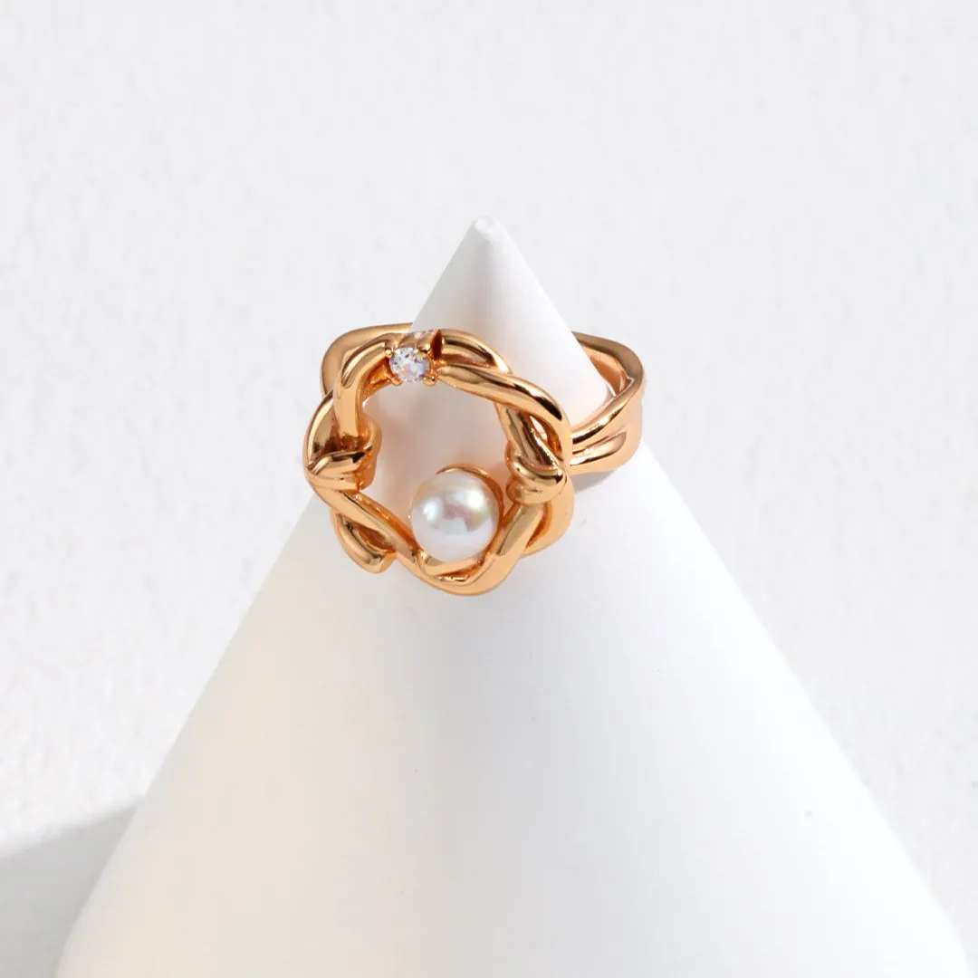 Sterling Silver Freshwater Pearl Ring, Gold Plated