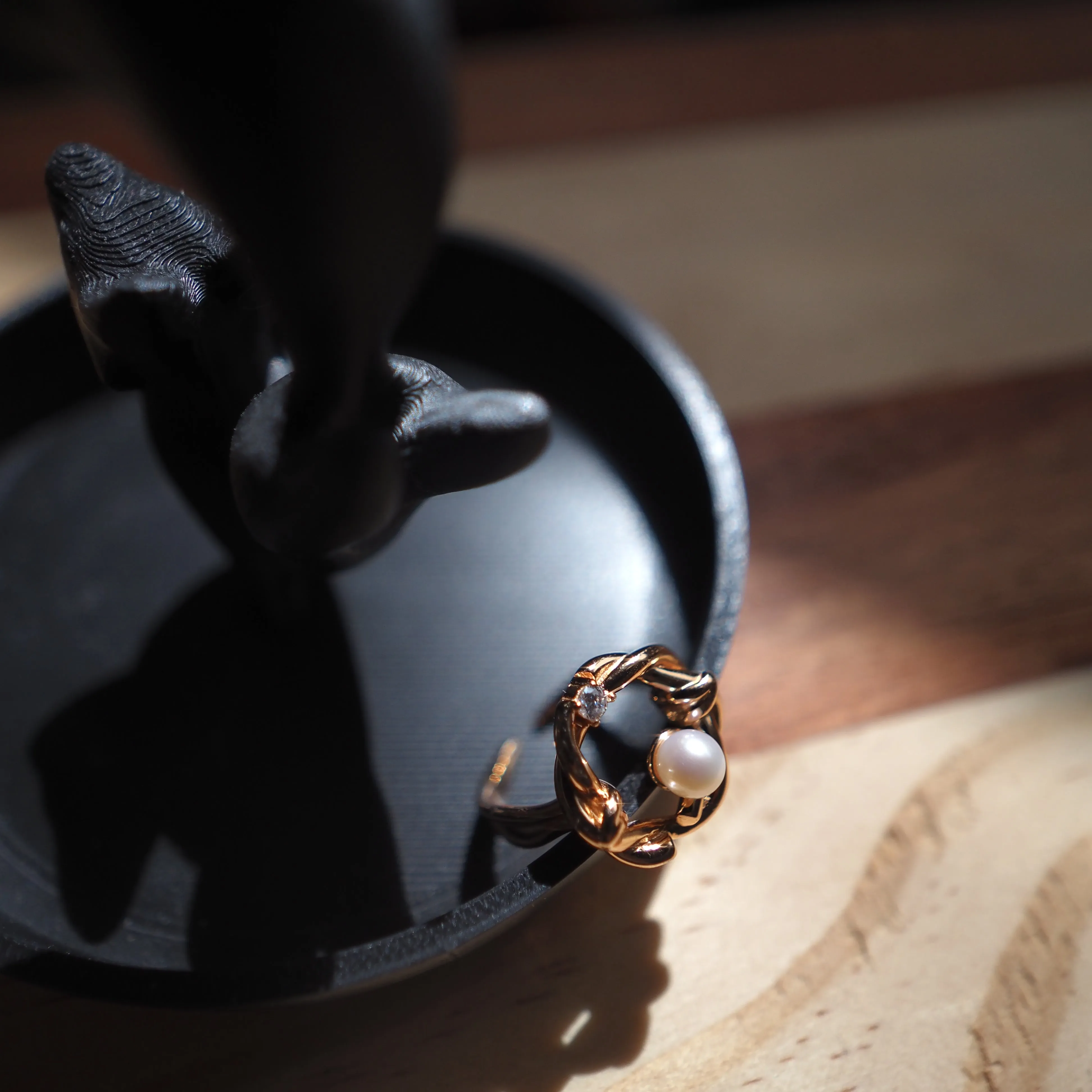 Sterling Silver Freshwater Pearl Ring, Gold Plated