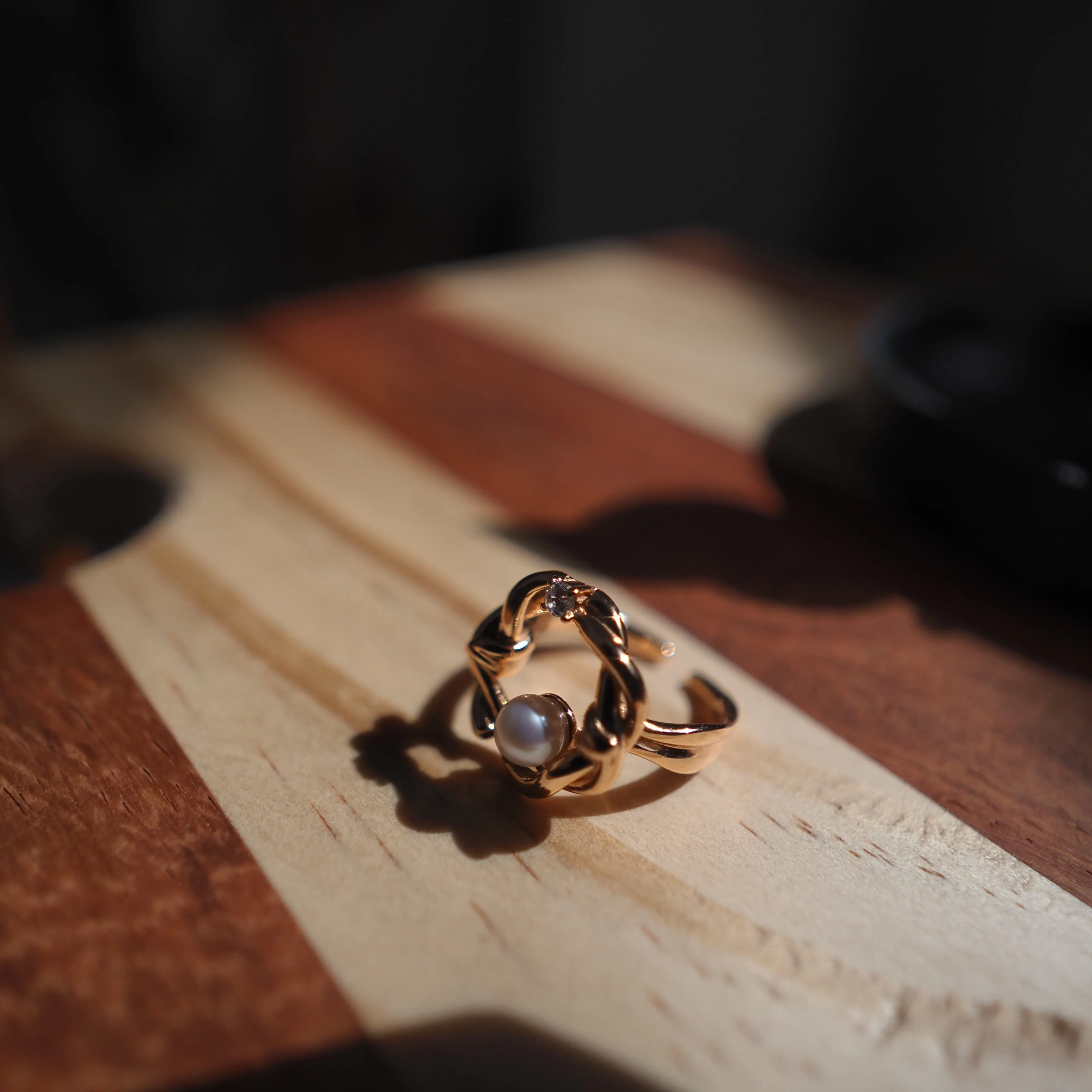 Sterling Silver Freshwater Pearl Ring, Gold Plated