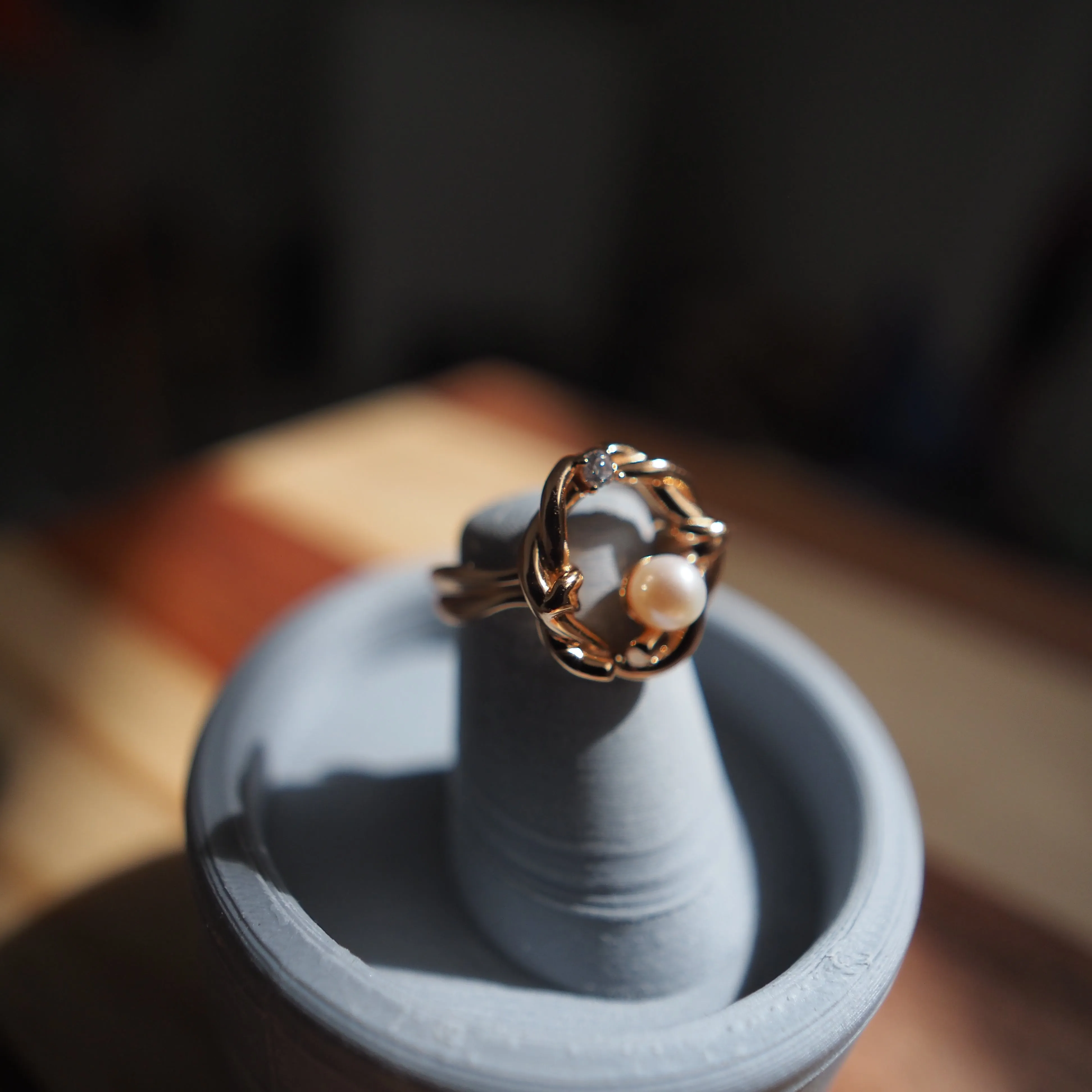 Sterling Silver Freshwater Pearl Ring, Gold Plated