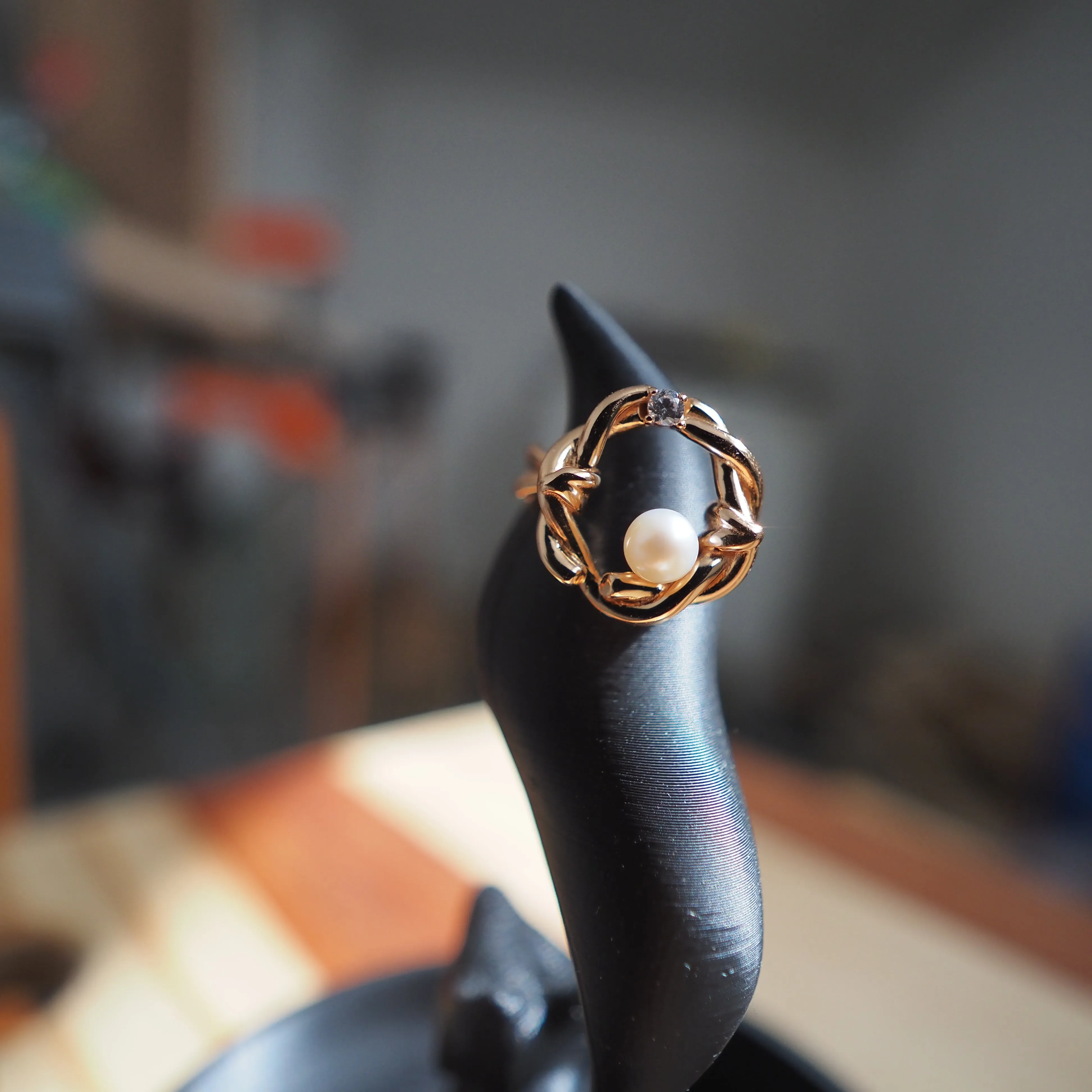 Sterling Silver Freshwater Pearl Ring, Gold Plated