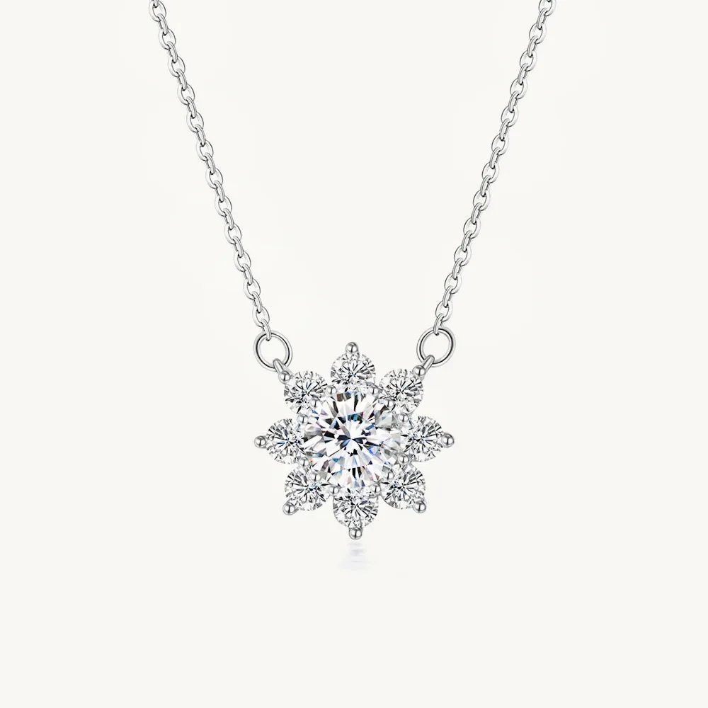 Sunflower Solitaire Moissanite Necklace 1 Carat