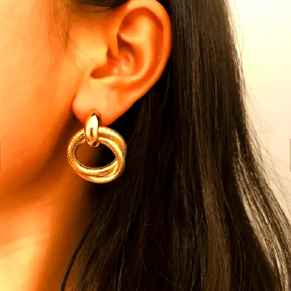 Swirl Textured Gold Hoop Earrings