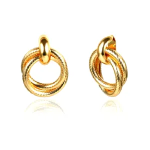 Swirl Textured Gold Hoop Earrings