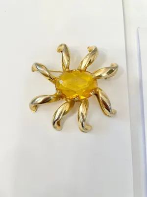 The most divine citrine glass, starburst gold classy brooch...