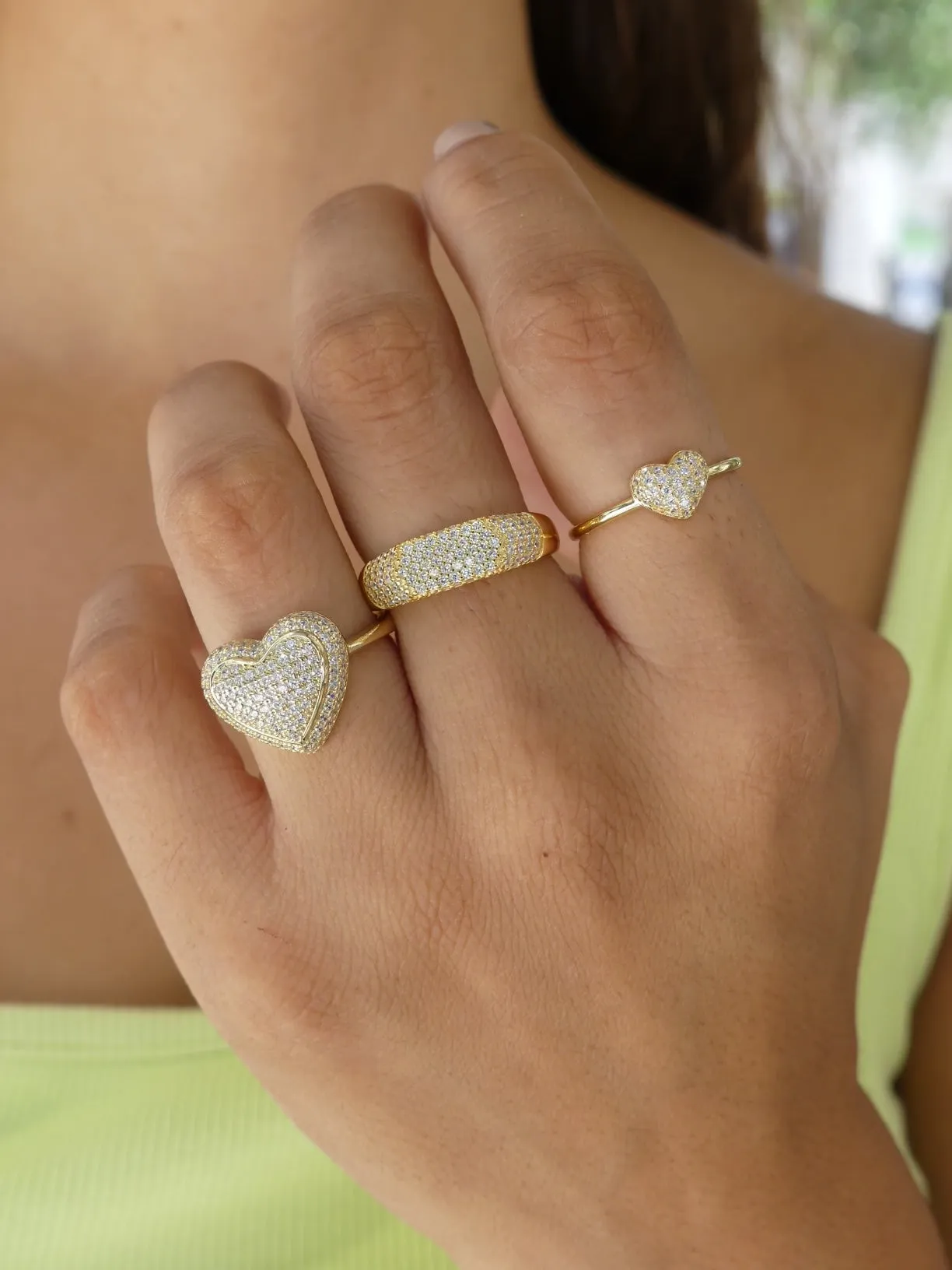 Tiny Heart Ring Sterling Silver 925 Pave Diamond Cubic Zirconia Luxury Minimalist Jewelry - KESLEY