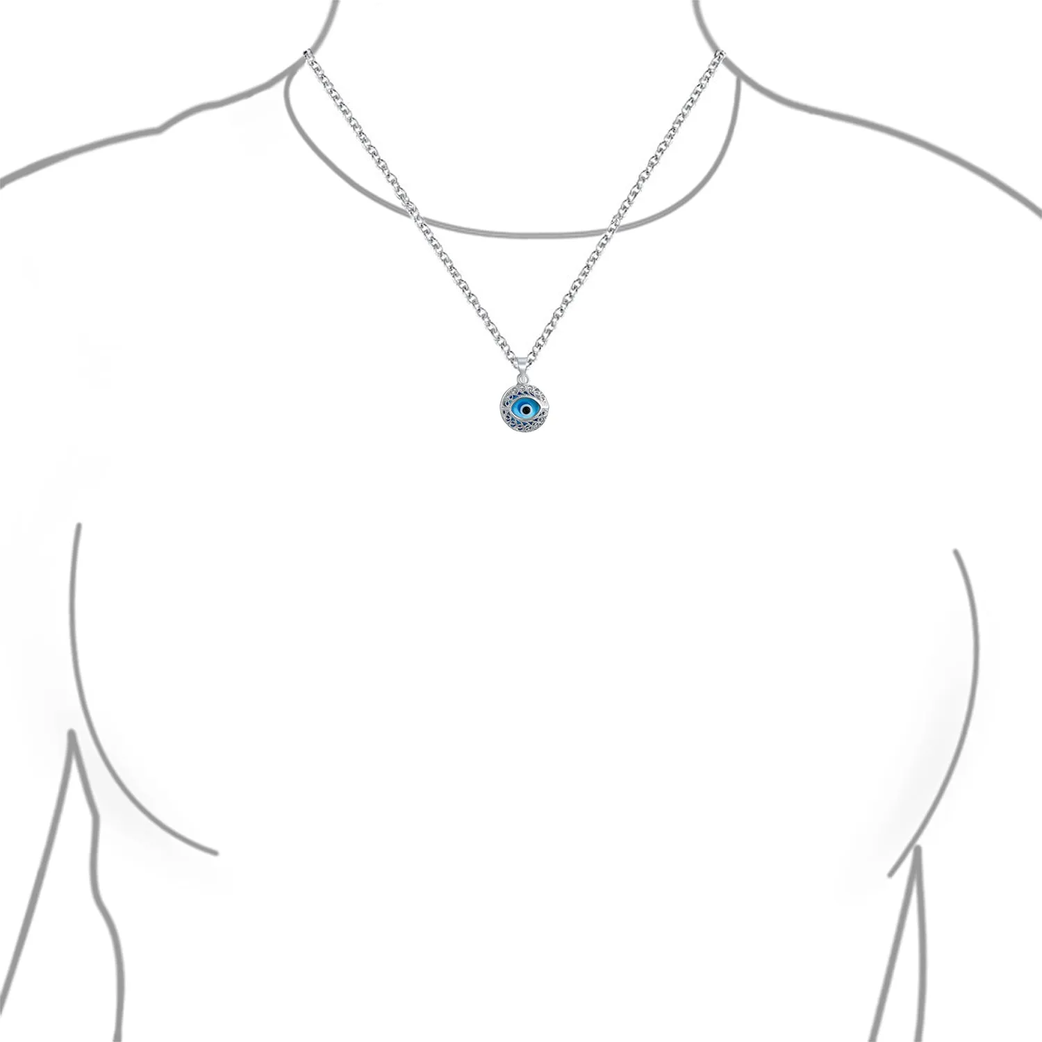 Turkish Amulet Aqua Nazar Blue Evil Eye Filigree Charm Pendant Necklace Silver