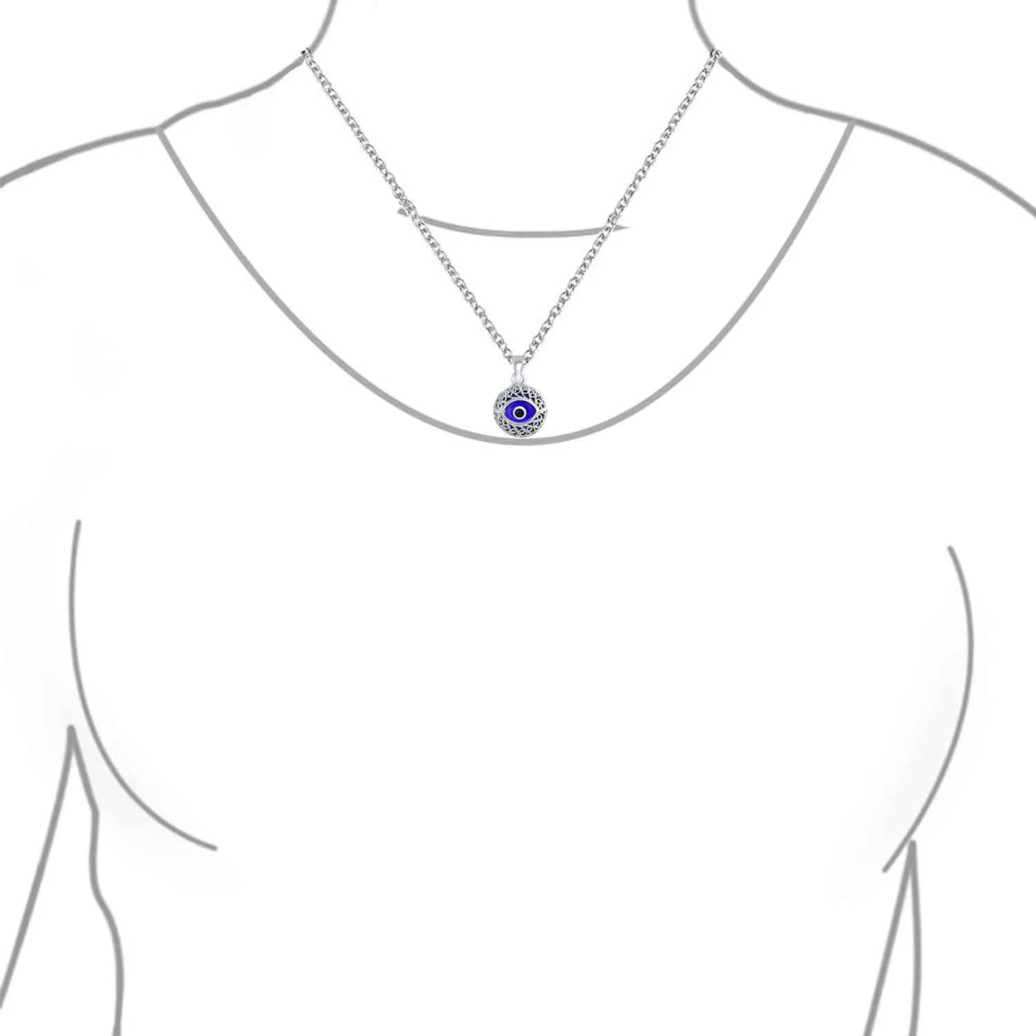 Turkish Amulet Aqua Nazar Blue Evil Eye Filigree Charm Pendant Necklace Silver