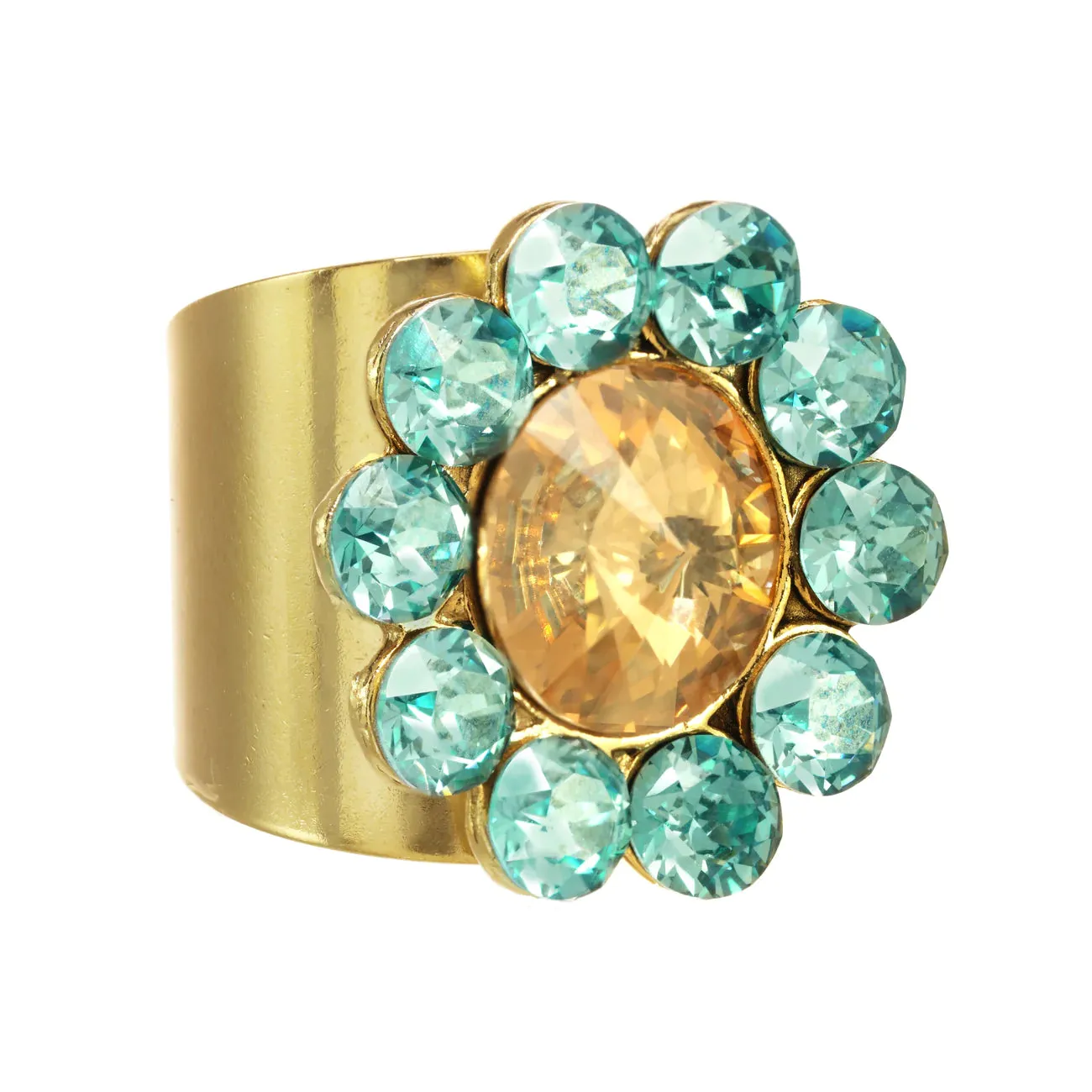 Twiggy Ring in Aqua and Champagne - TOVA