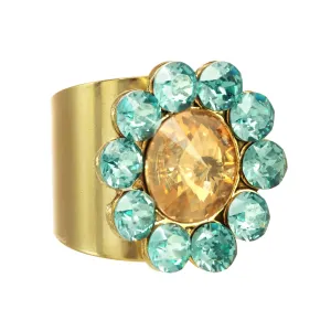 Twiggy Ring in Aqua and Champagne - TOVA