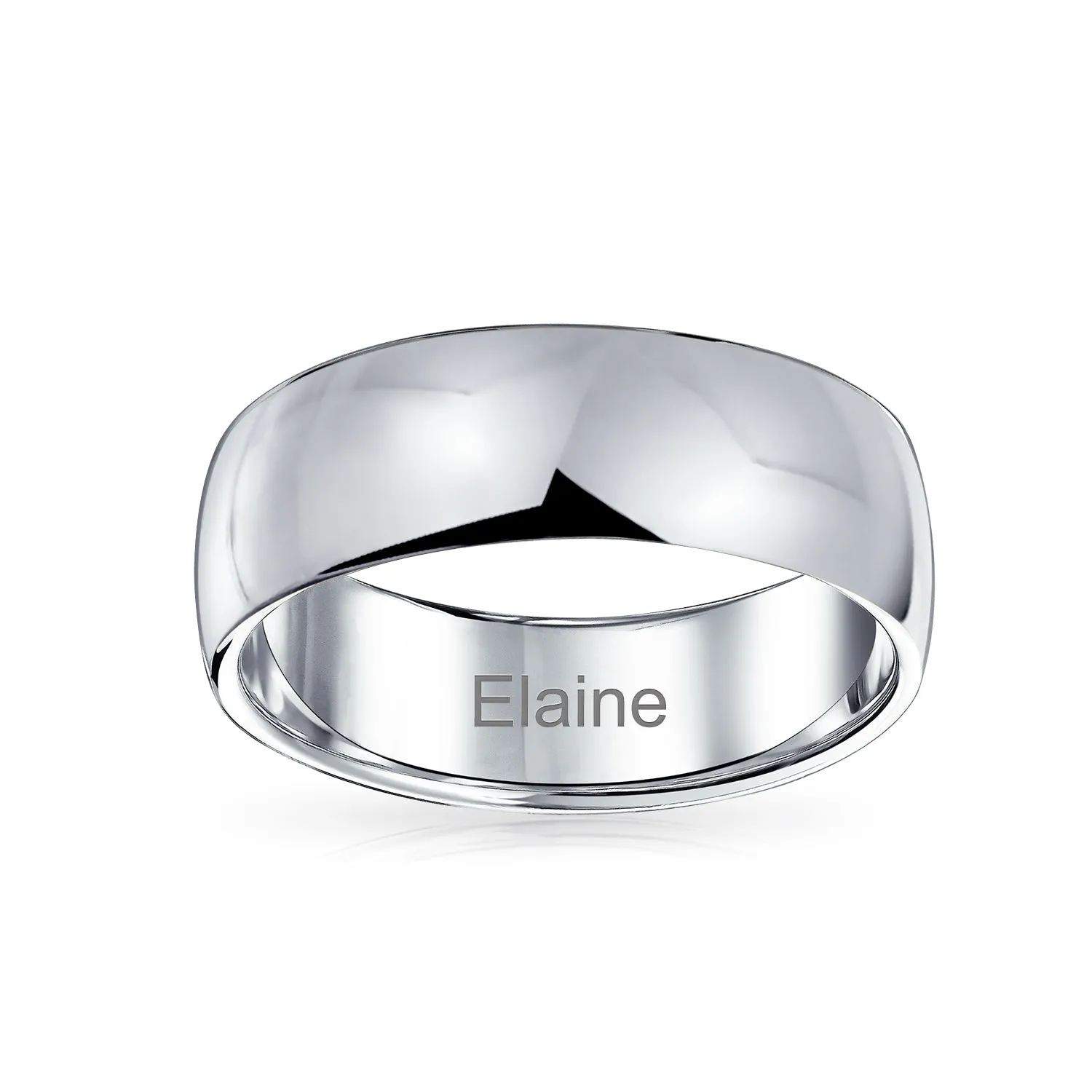 Unisex Classic Minimalist Dome Sterling Silver Ring for Couples Wedding Band