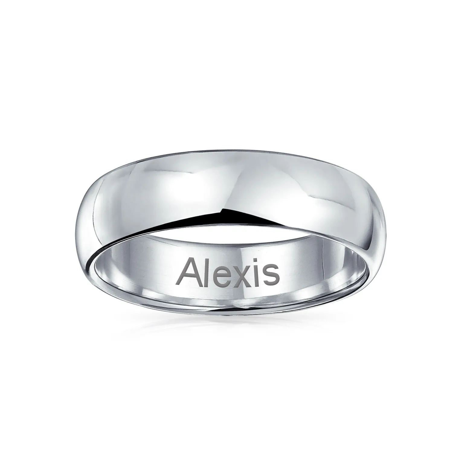 Unisex Classic Minimalist Dome Sterling Silver Ring for Couples Wedding Band