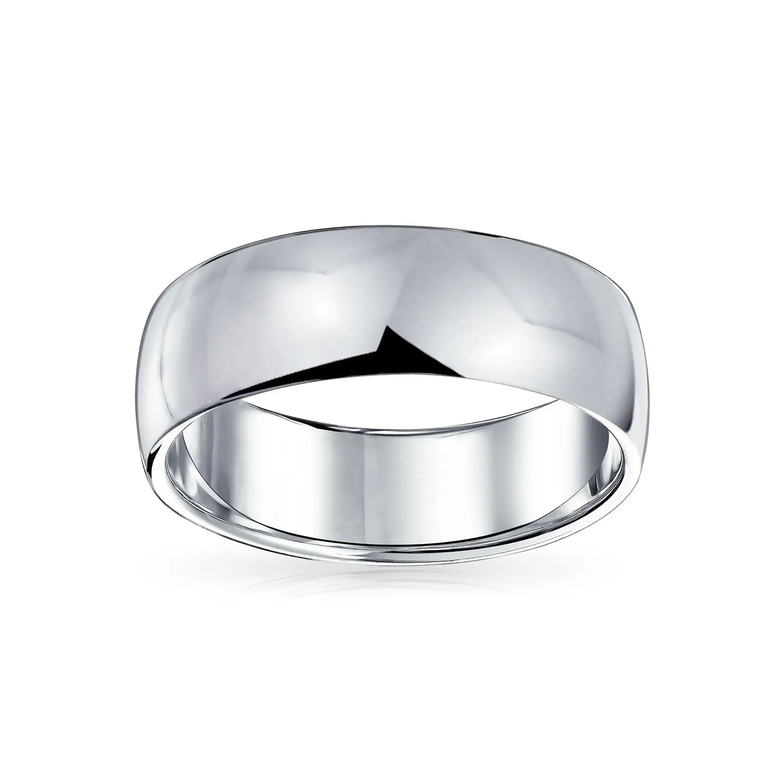 Unisex Classic Minimalist Dome Sterling Silver Ring for Couples Wedding Band