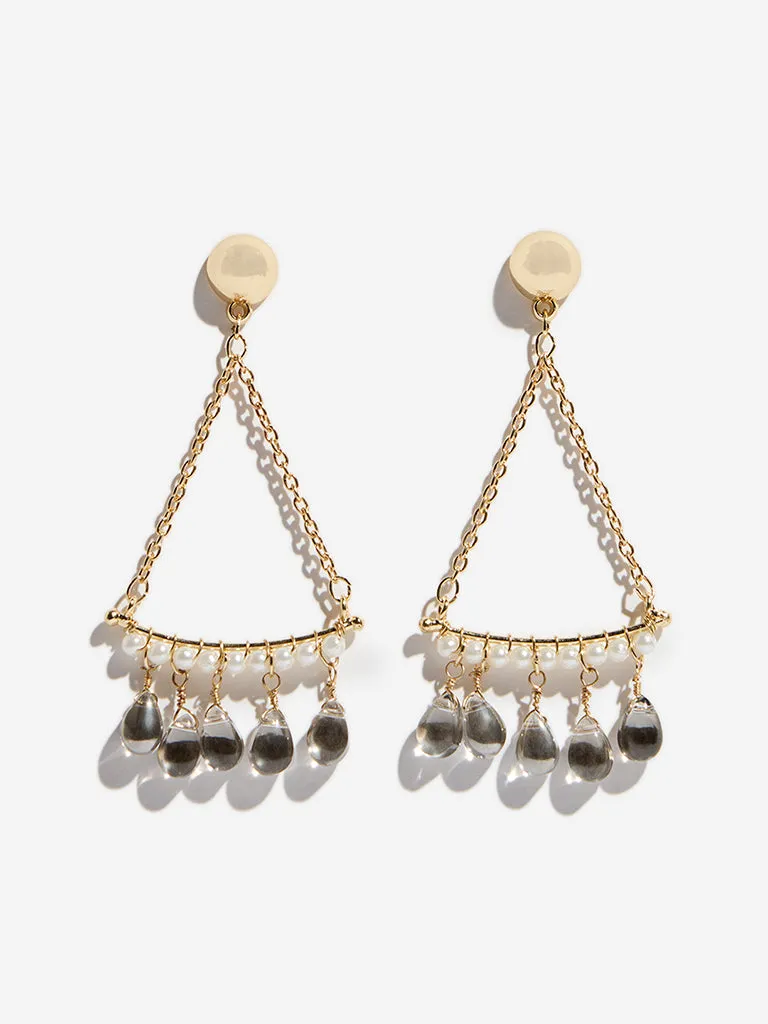 Westside Accessories Gold Gemstones Chain Dangler Earrings