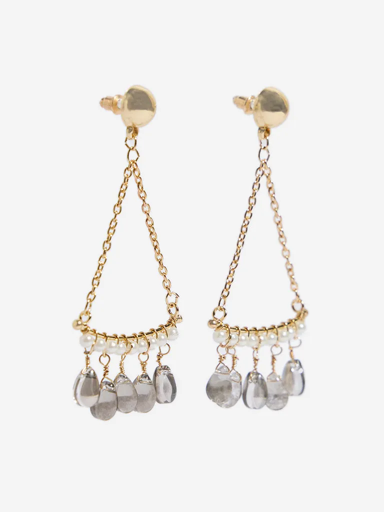 Westside Accessories Gold Gemstones Chain Dangler Earrings