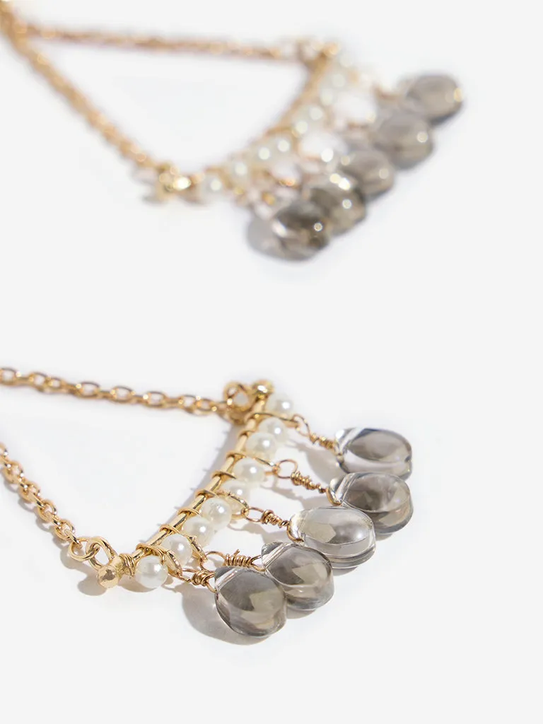 Westside Accessories Gold Gemstones Chain Dangler Earrings